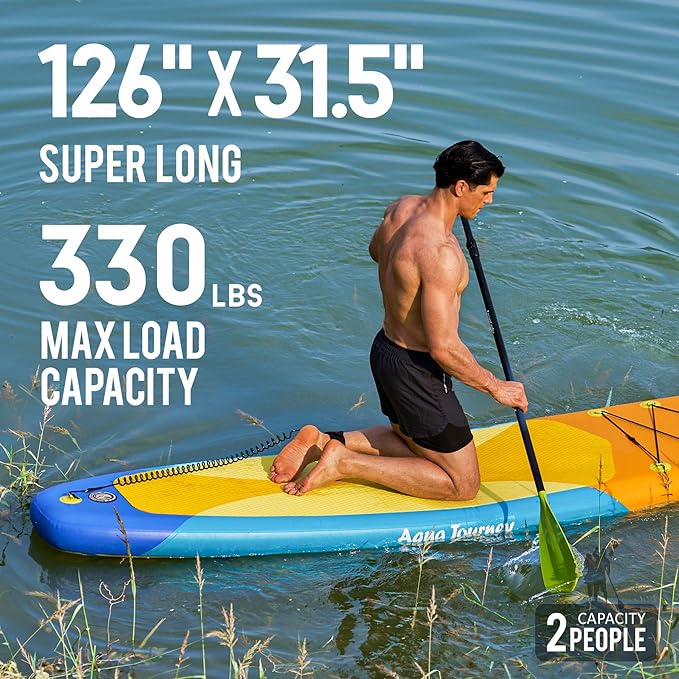 10'6"Inflatable Stand Up Paddle Board Ultra Portable-Lightweight & Stable|All-in-One Kit w/Aluminum Paddle, Dual-Action Pump & Backpack|Lakes & Oceans Ready for Family Recreation by Aquajourney