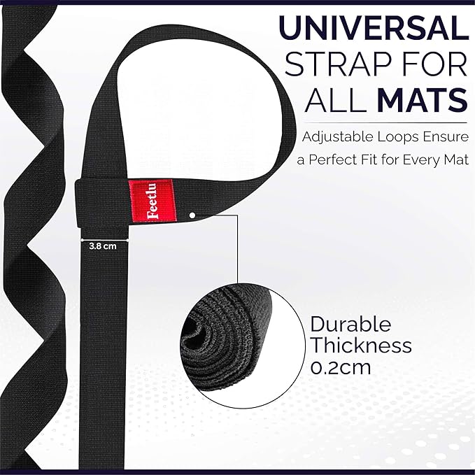 Yoga Mat Straps 2 in 1 - Cotton - Adjustable anti-slip straps for yoga, pilates, stretching, for carrying mats