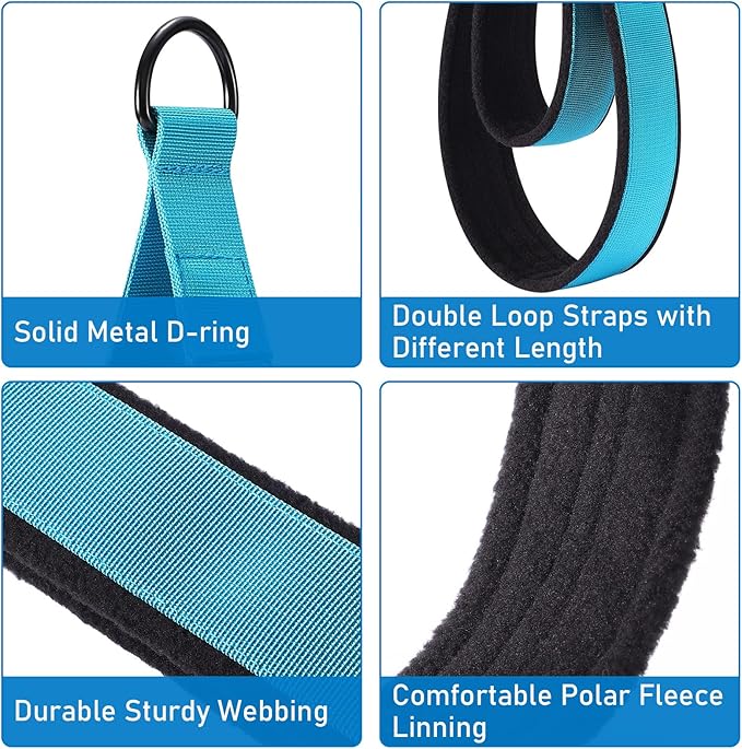 TOBWOLF Pilates Straps - Double Loop D-Ring Straps for Reformer, Padded, Home Gym Workout