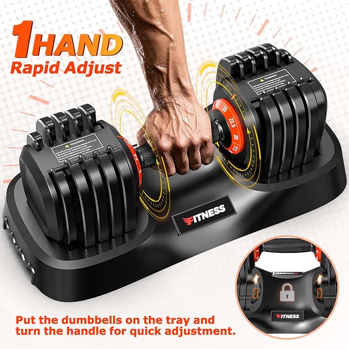 Adjustable Dumbbells Set of 2, 1 Hand Adjustable Weights Dumbbells Set, 5 in 1/10 in 1 Free Dumbbell with Anti-Slip Texture Handle, 25/55/80lb Pair Weight Set For Home Gym Suit both Men and Women