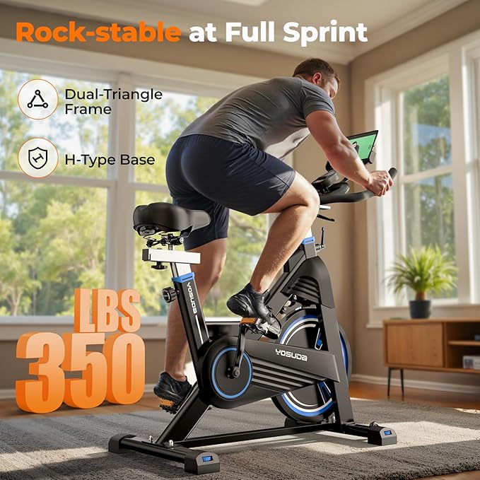 YOSUDA PRO Magnetic Exercise Bike 350 lbs Weight Capacity - Indoor Cycling Bike Stationary with Comfortable Seat Cushion, Silent Belt Drive