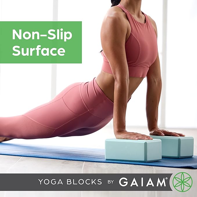 Gaiam Yoga Block - Supportive Latex-Free Eva Foam - Soft Non-Slip Surface with Beveled Edges for Yoga, Pilates, Meditation - Yoga Accessories for Stability, Balance, Deepen Stretches