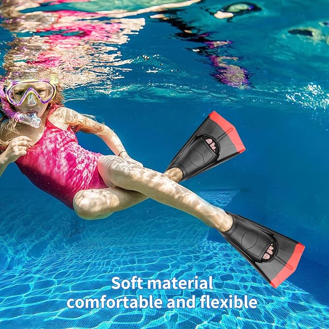 Kids Swim Fins,Short Comfortable Flippers for Lap Swimming and Training for Child,Girls,Boys,Beginners