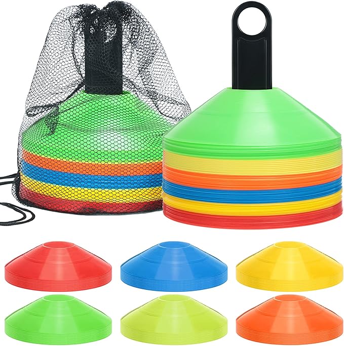 120 Pack Disc Cones Sports Soccer Cones Drills 2 Carry 2 Holders