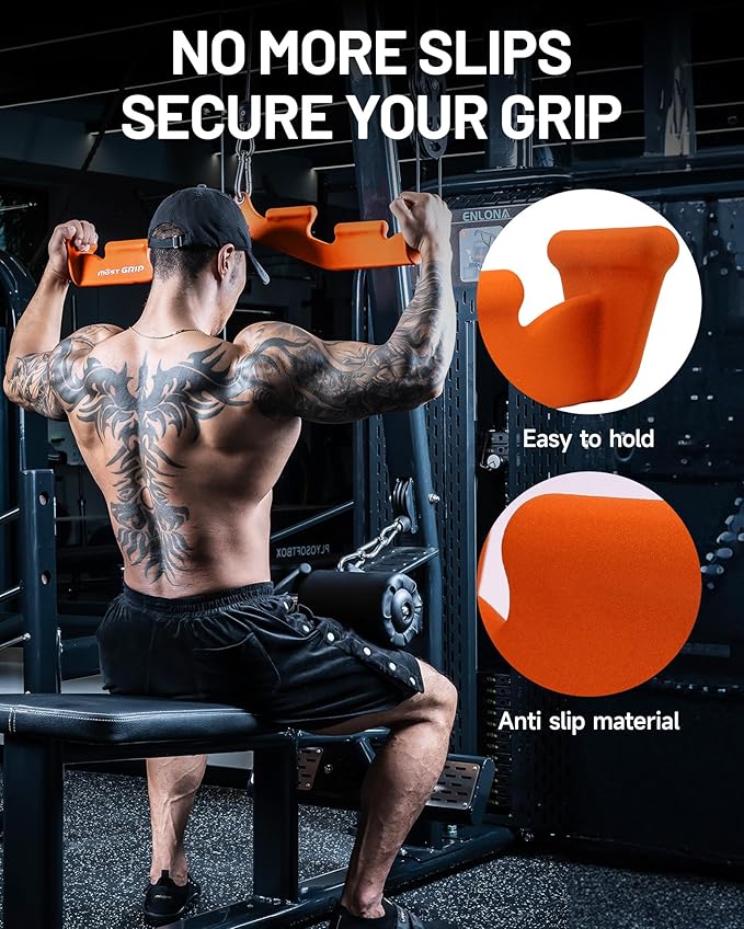 LAT Pull Down Bar with 6 Ergonomic Handles, Neutral Grip LAT Pulldown Attachments for Whole Back Training, Wide Grip LAT Pulldown Bars for Home Gym Cable