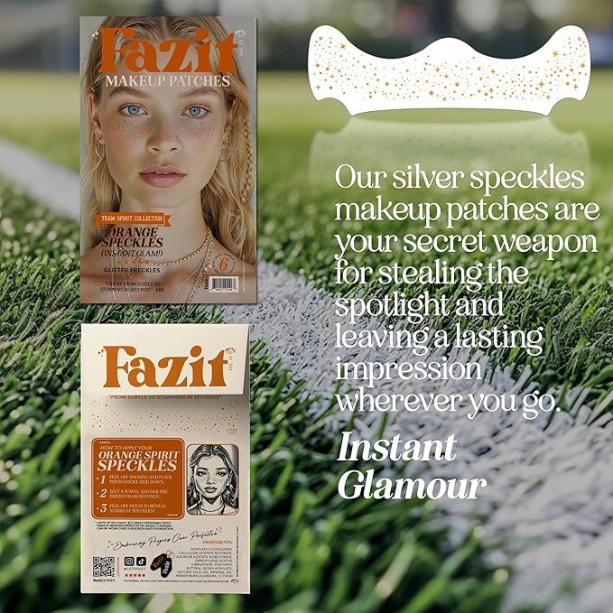 Fazit Makeup Patches - Orange Speckles - Waterproof - Temporary Face Patches for Women - 6 Count