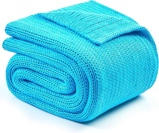 L'AGRATY Knitted Weighted Blanket - 48"x72" 12lbs Cooling Chunky Knit Heavy Blanket for Adults Braided Crochet Throw Thick Cable Yarn Knit Decorative No Beads Evenly Weighted Machine Washable