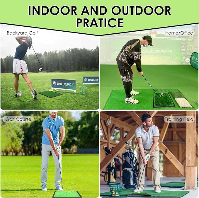 Golf Hitting Mat with Swing Path Tracer – Durable Golf Practice Mat for Indoor/Outdoor Use, Driving & Chipping Training – Golf Training Aid and Gift for Men & Women