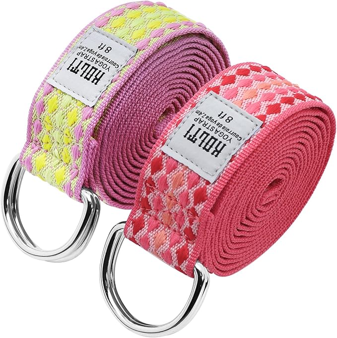 Yoga Exercise Adjustable Straps 8FT with Durable D-Ring for Pilates & Gym Workouts | Hold Poses, Stretch, Improve Flexibility & Maintain Balance