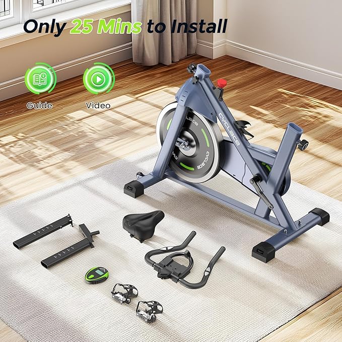 Cyclace Exercise Bike, Magnetic Stationary Bike for Home, Low Noise Cardio Indoor Cycling Bike with App Compatible, 300LBs Weight Capacity & Tablet Mount