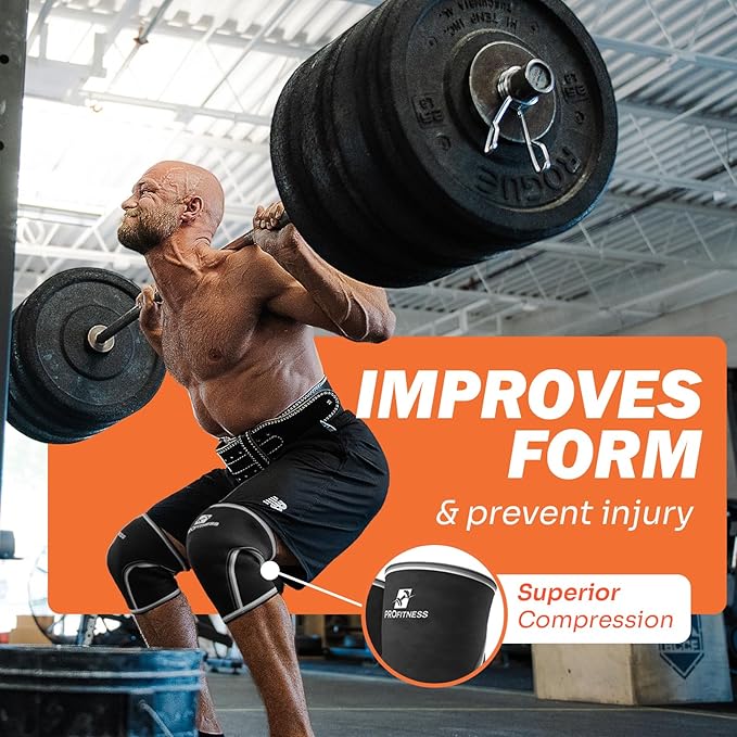 ProFitness Knee Sleeves Weightlifting Men & Women - 7mm Thick Premium Neoprene Weight Lifting Knee Sleeve for Women & Men Ideal for Squats, Powerlifting & Deadlift | Squat Knee Sleeves for Men & Women