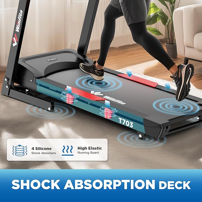 4.0HP Treadmills for Home, Folding Treadmill with 15% (8.5°) Auto Incline, 300 LBS Capacity, 10 MPH Speed, 18''x50'' Wide Belt, Bluetooth, App, 64 Preset Programs, Pulse Monitor, BMI Detector