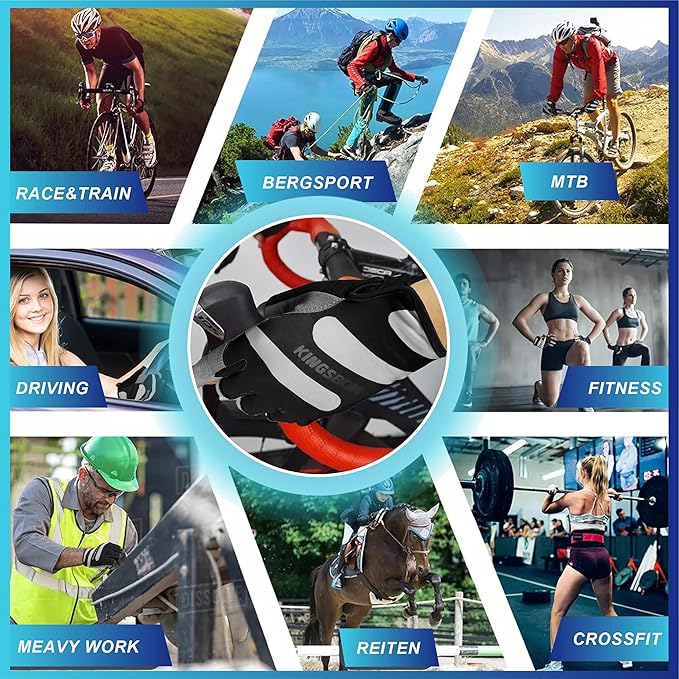 KINGSBOM Breathable Cycling Gloves, Shock-Absorbing Bike Gloves with Light Silicone Gel Pad, Anti-Slip Bicycle Gloves for Men and Women