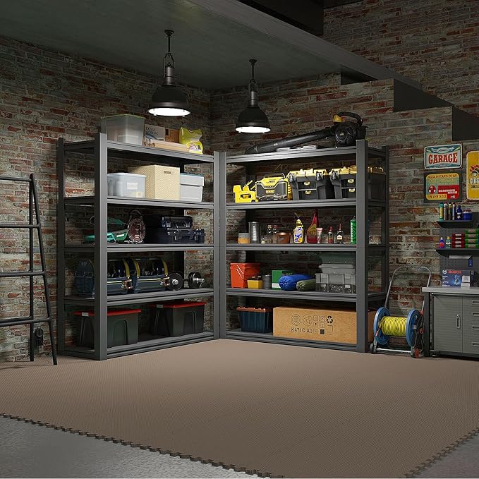 Home Gym Mat, Puzzle Exercise Mat, EVA Interlocking Foam Floor Tiles for Home Workout Equipment and Kids' Play Areas - Blue, 24 in x 24 in x ½ in - (Brown, 24 Pack(96 SQ FT))