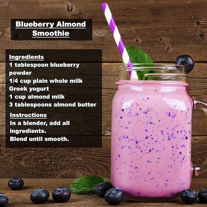 100% Pure Wild Blueberry Powder | Rich in Antioxidants | Made with Canada Grade-A Wild Crafted Blueberries, Perfect for Smoothies, Snacks & Baking (8 oz)