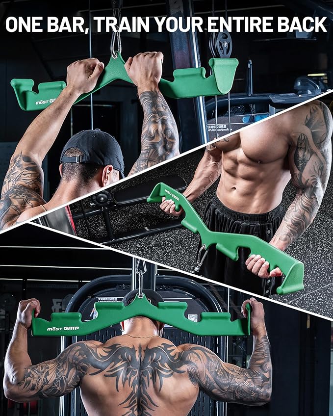 LAT Pull Down Bar with 6 Ergonomic Handles, Neutral Grip LAT Pulldown Attachments for Whole Back Training, Wide Grip LAT Pulldown Bars for Home Gym Cable