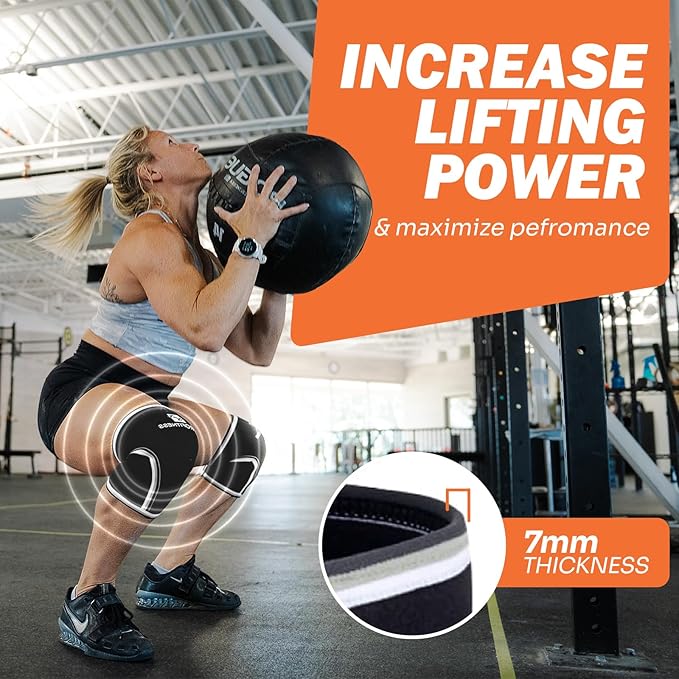 ProFitness Knee Sleeves Weightlifting Men & Women - 7mm Thick Premium Neoprene Weight Lifting Knee Sleeve for Women & Men Ideal for Squats, Powerlifting & Deadlift | Squat Knee Sleeves for Men & Women