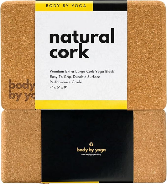 Premium Cork Yoga Blocks - Extra Large Yoga Block 2-Pack or Extra Tall 1-Pack for Inflexible Yogis | Natural, High-Density Cork for Superior Support & Stability | Optional Yoga Strap & Gift Box