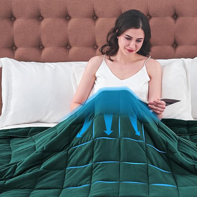 King Size Weighted Blanket for Adults (30 lbs, 80” x 87”, Dark Green) Cooling Heavy Blanket for Sleeping Perfect for 290-310 lbs, Breathable Blanket for Adults & Couple All Season, Machine Washable