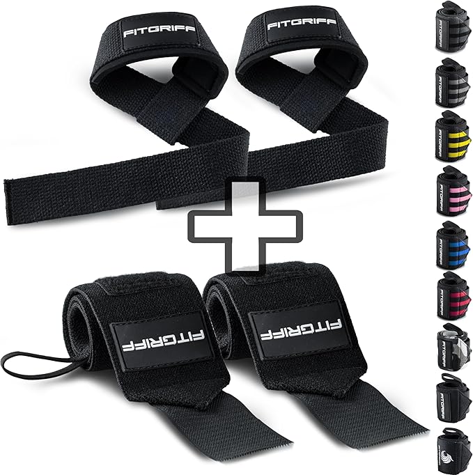 Fitgriff® Lifting Straps & Wrist Wraps (Bundle) Superior Support for Weightlifting & Gym Workouts - for Men and Women