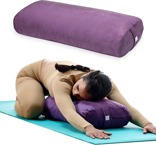 Gaiam Yoga Bolster - Long, Rectangular Meditation Pillow - Supportive Cushion for Restorative Yoga and Sitting on the Floor - Built-In Carrying Handle - Machine Washable Cover'