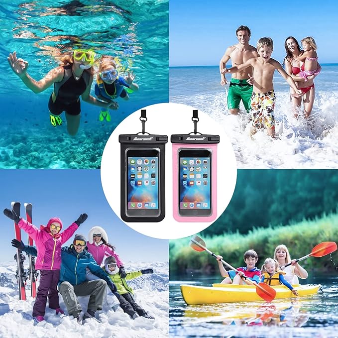 Hiearcool Universal Waterproof Case, Waterproof Phone Pouch Compatible for iPhone 17 16 15 14 13 Pro Max XS Plus Samsung Galaxy S22 Cellphone Up to 8.3", IPX8 Cellphone Beach Bag for Travel - 2 Pack