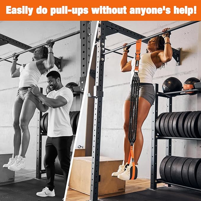 Pull Up Assistance Bands,Up to 300 lbs Assistance,Adjustable Heavy Duty 4 Resistance Bands for Pull up, with Feet/Knee Rest, Handle and Door Anchor for Home Gym Fitness Exercise Strength Training