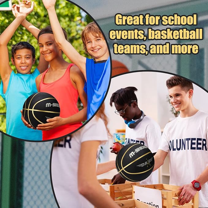 Jerify 12 Pieces Basketballs Bulk Official Size 7 Rubber Basketballs 29.5 Rubber Inflatable Basketballs with Pump Indoor Outdoor Basketballs Bulk Standard Basketball for Training and Play