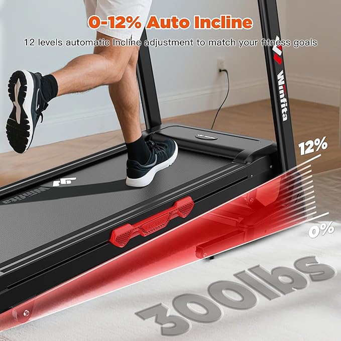 Treadmill with Incline, 300 LBS Capacity, 8 MPH or 10 MPH Speed, Bluetooth, App, Pause Function, Folding Treadmills for Home with 64 Programs, 17'' or 18'' Wide Belt, Heart Rate, BMI Detector