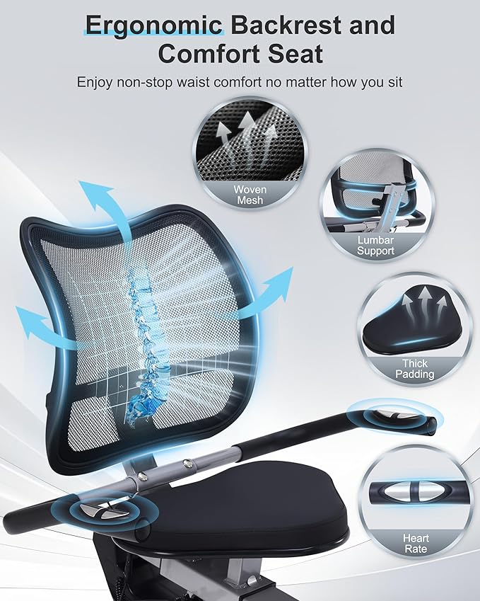 Recumbent Exercise Bike, Recumbent Bike for Home with Smart Workout APP - Recumbent Bikes with Ergonomic Backrest and Comfort Seat, 420LBS Weight Capacity, Larger Backlit Display