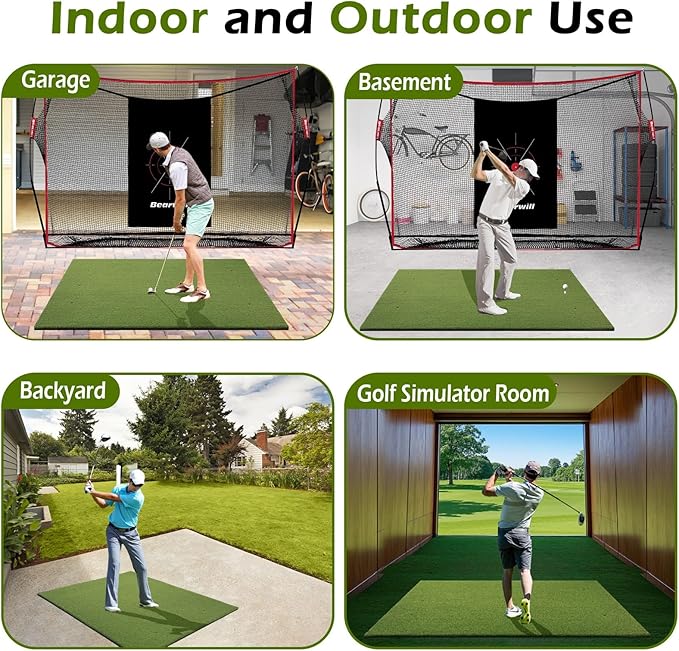 Golf Mat 31mm, 5x4ft/5x5ft Golf Hitting Mats for Practice Outdoor Indoor, High-Elasticity Artificial Turf Mat for Garage Simulator Chipping Driving Training