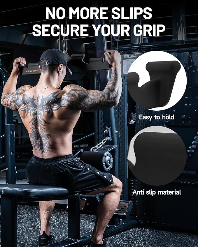LAT Pull Down Bar with 6 Ergonomic Handles, Neutral Grip LAT Pulldown Attachments for Whole Back Training, Wide Grip LAT Pulldown Bars for Home Gym Cable