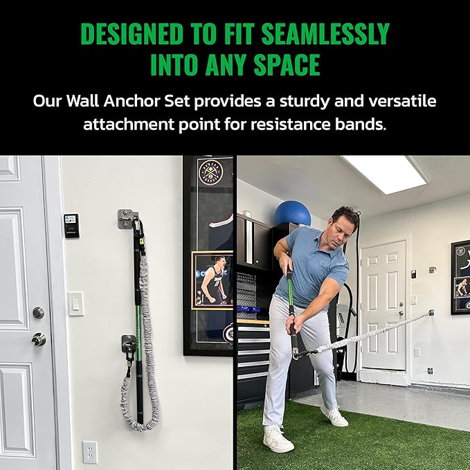 GolfForever Wall Anchor Set Proven by Golfer Scottie Scheffler | Golf Swing Training Wall Anchor Point | Premium Golf Training Workout Exercise Equipment to Expand Movements | 3-Pack | 6 Lag Screws