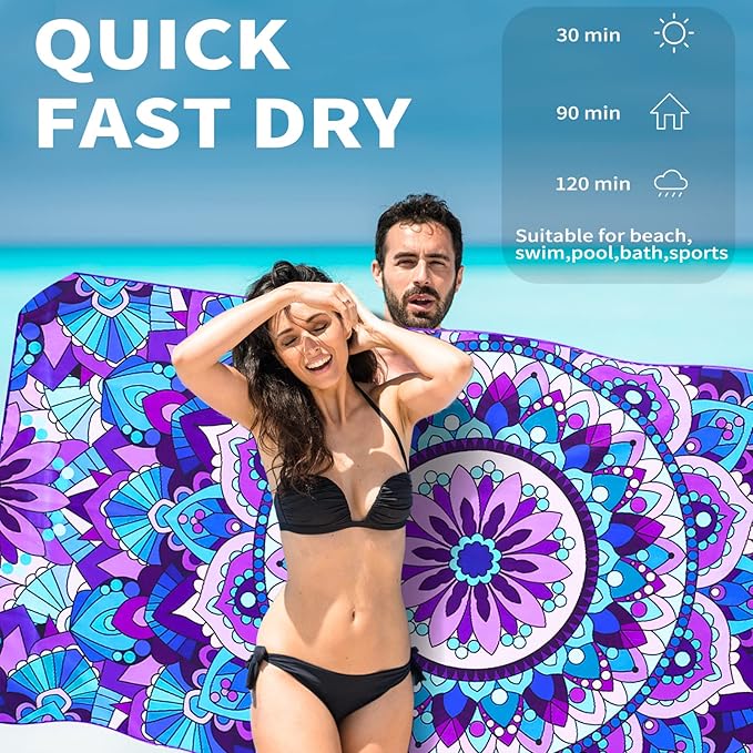 2 Pack Lightweight Thin Beach Towel Oversized 71"x32"