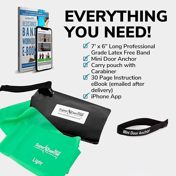 7Ft Long Resistance Bands for Stretching - Resistance Bands Set with Door Anchor - Exercise Bands Including Carry Pouch, E-Book & App - Latex-Free Workout Bands