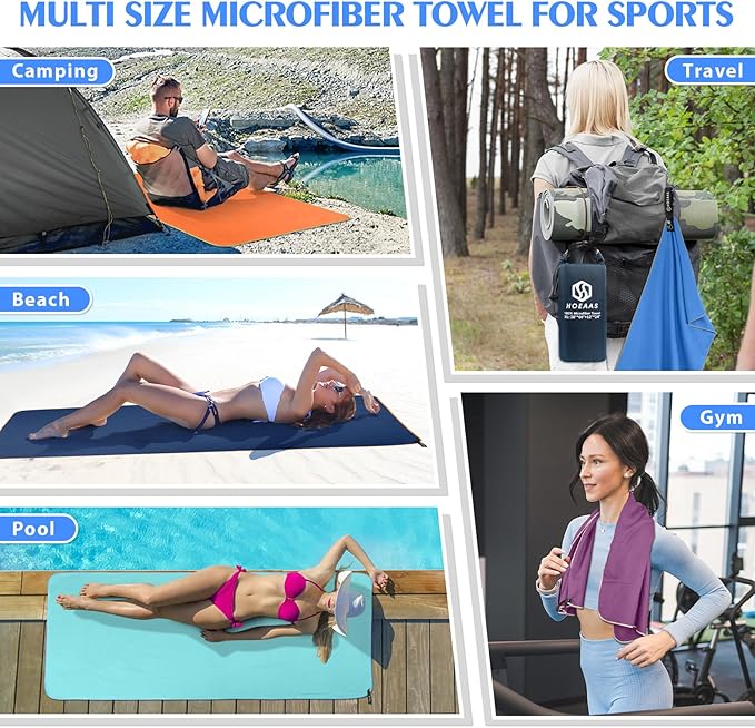 HOEAAS 2 Pack Microfiber Camping Towels