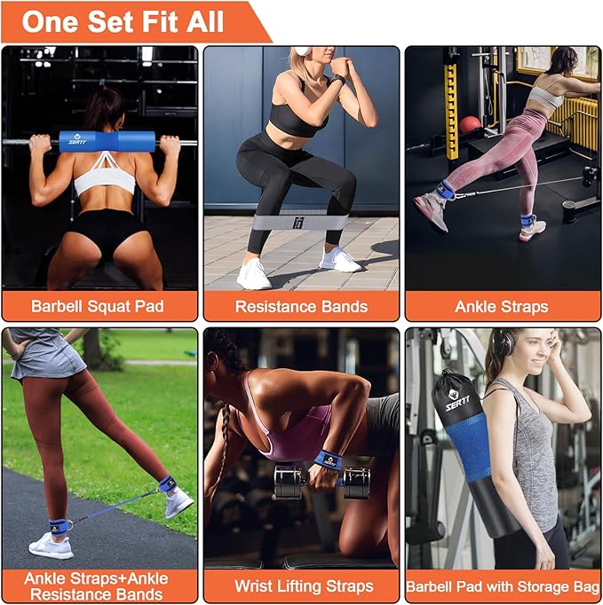 12Pcs Foam Barbell Pad Set for Squats 1 Gym 1 Carry 2 Lifting 2 Ankle 3 Ankle 3 Hip