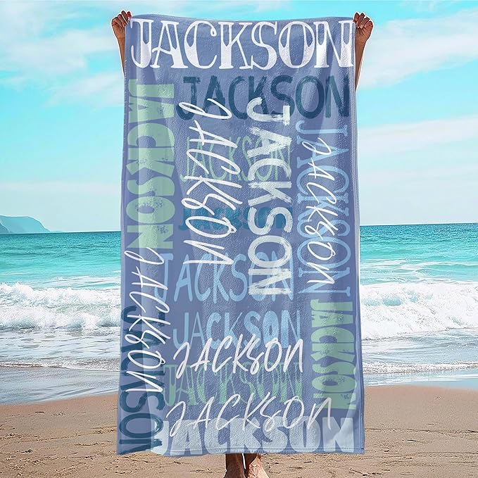 JML Personalized Beach Towel with Name, Custom Beach Towel with Name, Customized Microfiber Pool Towel, Quick Dry & Absorbent Swim Towel for Adult,Anniversary, Birthday, Summer Holiday,Vacation