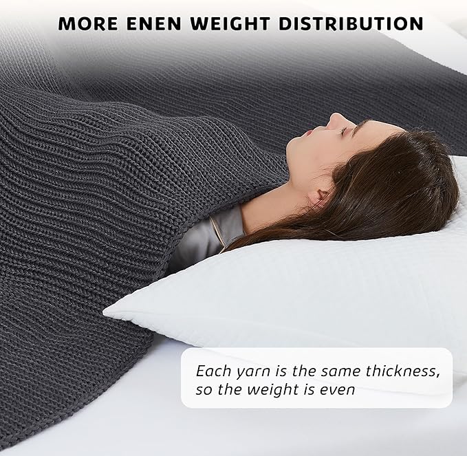 L'AGRATY Knitted Weighted Blanket - 60"x80" 20lbs Cooling Chunky Knit Heavy Blanket for Adults Braided Crochet Throw Thick Cable Yarn Knit Decorative No Beads Evenly Weighted Machine Washable