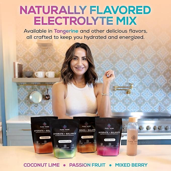 Electrolytes Powder Packets - Sugar Free Hydration Powder Drink Mix Loaded with 6 B Vitamins & Minerals - Energy Drink for Muscle and Mood Support - Tangerine Flavor - 30 Servings