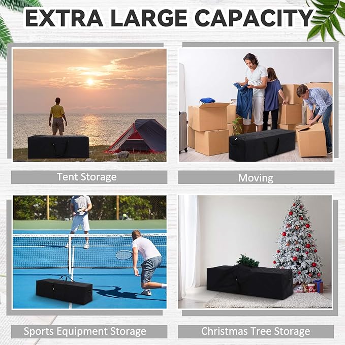 48 x 15 x 15 Inch, 176 L Extra Large Duffle Bag Camping Tent Storage Duffle Sports Equipment Bag Heavy Duty and Waterproof for Travel Camping Tent Pole Hammock Tripod Fishing Luggage Moving