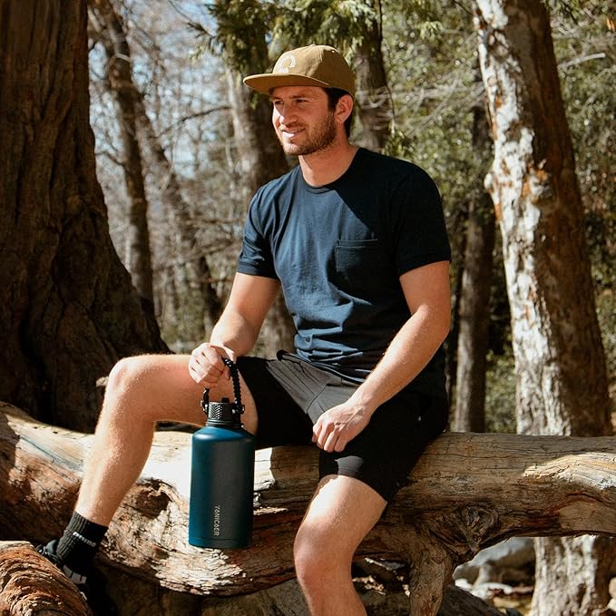 Insulated Water Bottle 64oz,Triple Wall Vacuum Stainless Steel(Dishwasher Safe),Leak Proof & Non-BPA,Flask Jug with Paracord Handle & Straw Spout Lids Sports