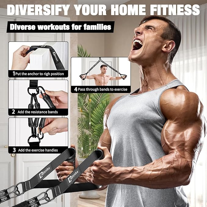 Pull Up Assistance Bands,Up to 300 lbs Assistance,Adjustable Heavy Duty 4 Resistance Bands for Pull up, with Feet/Knee Rest, Handle and Door Anchor for Home Gym Fitness Exercise Strength Training