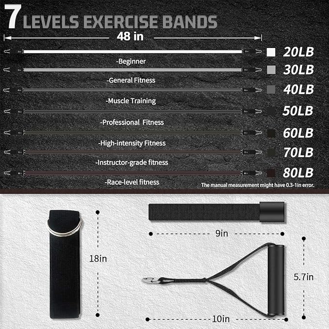 VEICK Resistance Bands, Exercise Bands for Working Out with Handles, Elastic Workout Bands for Men Women, Exercising Bands for Strength Training Equipment at Home Gym