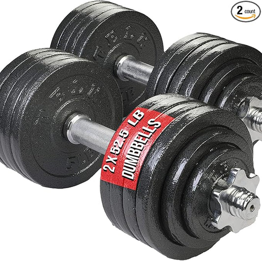 TELK – Adjustable Dumbbell Set – Home Gym Weight Set with Baked Enamel Cast Iron Plates – Space-Saving Free Weights for Strength Training