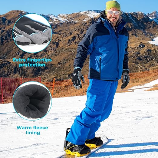 HANDLANDY Waterproof Insulated Work Gloves, 3M Thinsulate Thermal Winter Gloves for Men Women Touch Screen, Warm Ski Snowboard Cold Weather Gloves (Large, Blue)