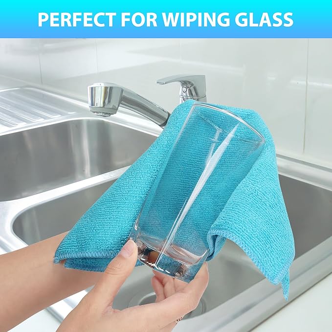 Microfiber Cleaning Cloth, Pack of 15, Lint Free, Absorbent, Streak Free, Non-Abrasive, Reusable and Washable,Cleaning Towels with 5 Color Assorted,11.5"X11.5"(Green/Blue/Yellow/Pink/Grey)