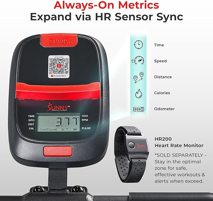 Sunny Health & Fitness ACTIVE Series Smart Exercise Bike with SunnyFit App Connection