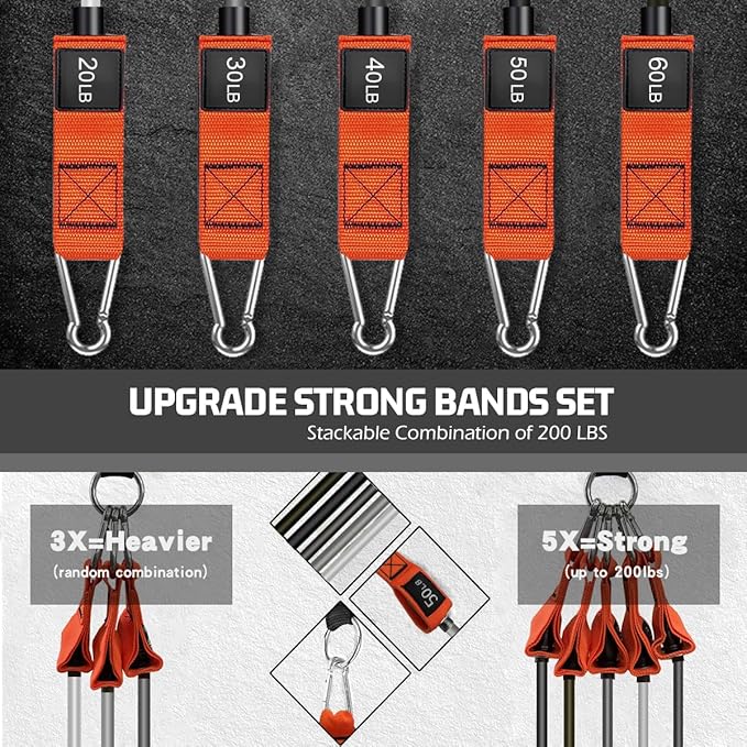 VEICK Resistance Bands, Exercise Bands for Working Out with Handles, Elastic Workout Bands for Men Women, Exercising Bands for Strength Training Equipment at Home Gym