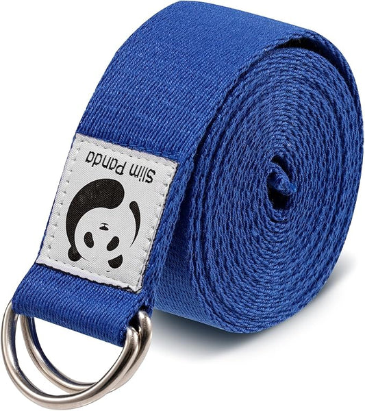 Slim Panda Yoga Strap for Stretching,Cotton Yoga Strap with Adjustable D-Ring Buckle,Non-Elastic Yoga Belt for Pilates,Gym Workouts,Physical Therapy,Improve Flexibility